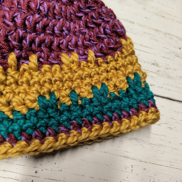 Maroon/Yellow/Teal