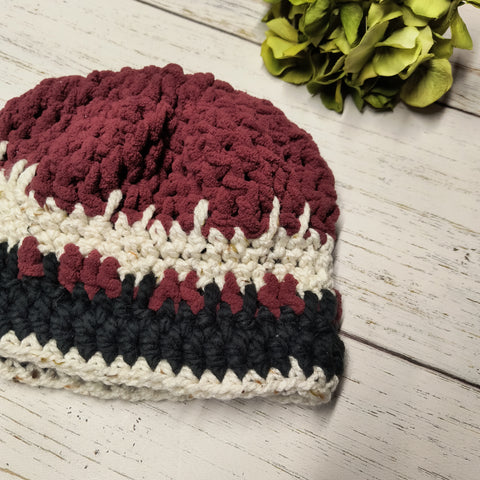 Maroon/Black/Cream