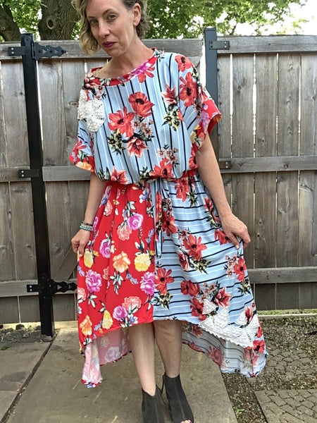 Tammy Dress-Red Floral/Blue Floral