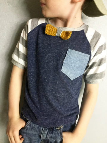Stripe Sleeve-Yellow Tie- 5-6 Years