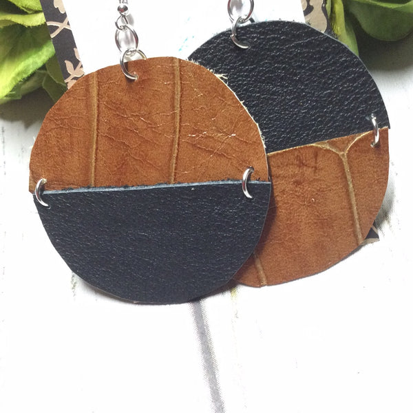 Half Circles- Black, Tan with Gold