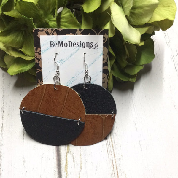 Half Circles- Black, Tan with Gold